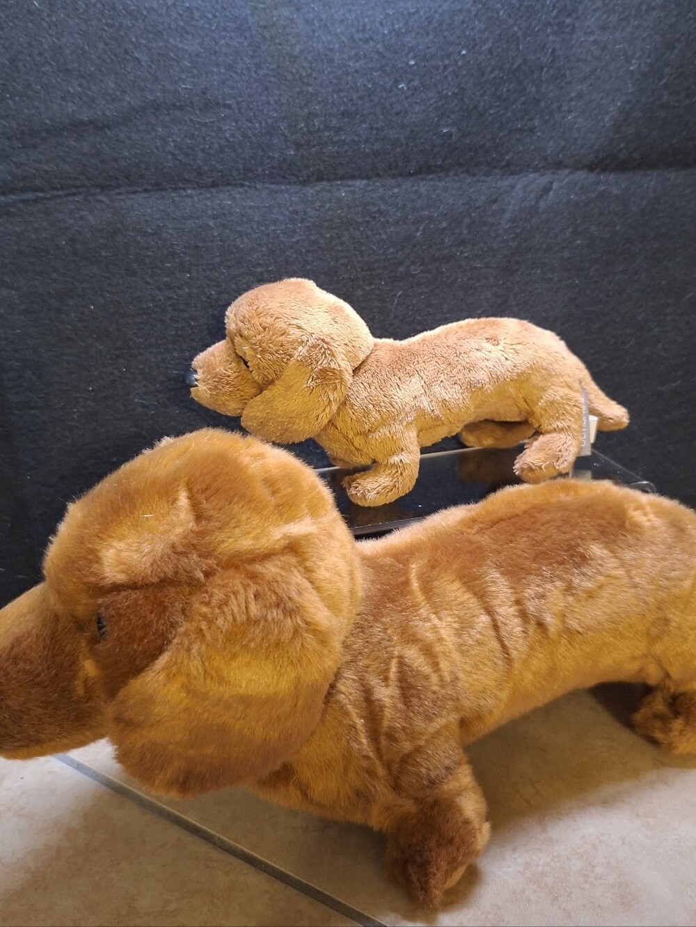 Demdaco Plush Daschund Weiner Dog Puppy Set Of 2 Brown Realistic 13" & 7"